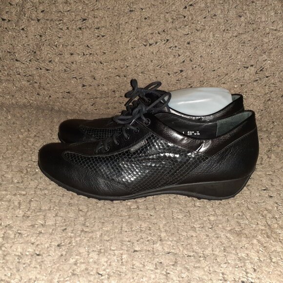 MEPHISTO Air-Jet-Black Leather/Snake Pattern-Lace-Up Sneakers-Sz 9.5-Excellent - Picture 2 of 9